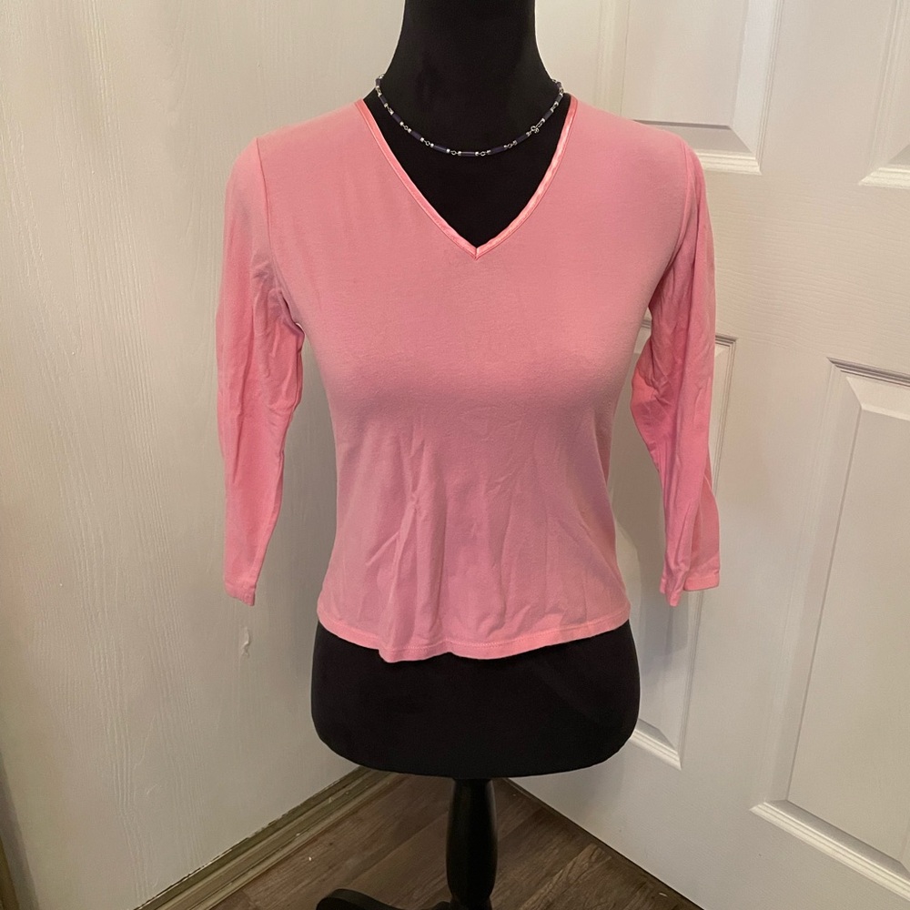 New York & Company Pink V-Neck Top Size XS